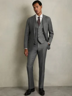 Reiss Grey Aspire Slim-Fit Wool Suit Waistcoat