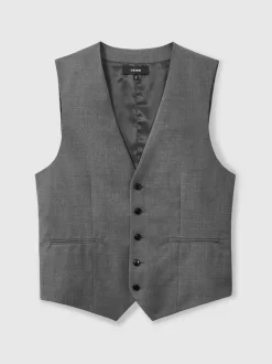 Reiss Grey Aspire Slim-Fit Wool Suit Waistcoat