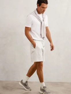Reiss Grey Dusk Cotton-Blend Drawstring Shorts