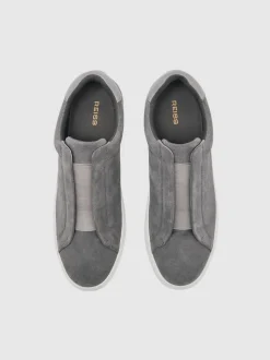 Reiss Grey Emil Suede Slip-On Elasticated Trainers