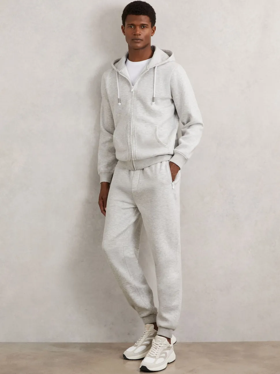 Reiss Grey Finch Cotton-Blend Drawstring Joggers