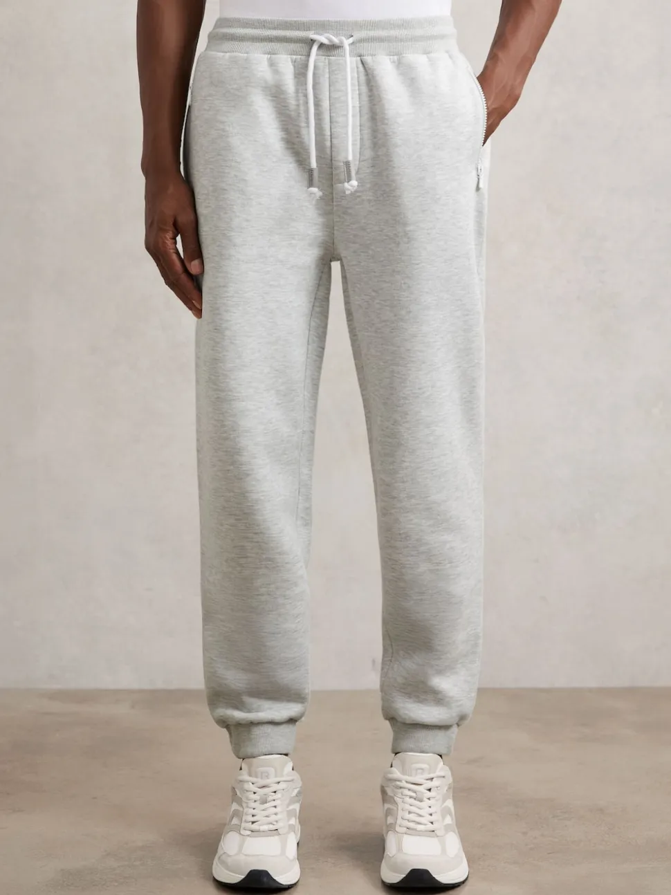 Reiss Grey Finch Cotton-Blend Drawstring Joggers