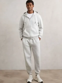 Reiss Grey Howel Cotton-Blend Zip-Through Hoodie