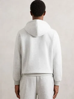 Reiss Grey Howel Cotton-Blend Zip-Through Hoodie