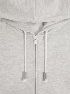 Reiss Grey Howel Cotton-Blend Zip-Through Hoodie