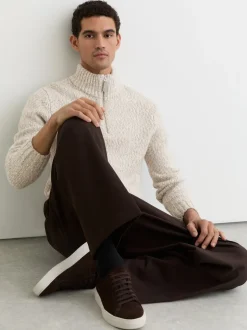 Reiss Grey Marl Seb Marled Half-Zip Knitted Jumper with Wool