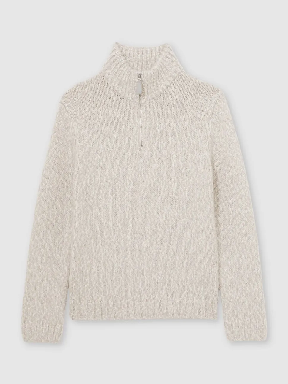 Reiss Grey Marl Seb Marled Half-Zip Knitted Jumper with Wool