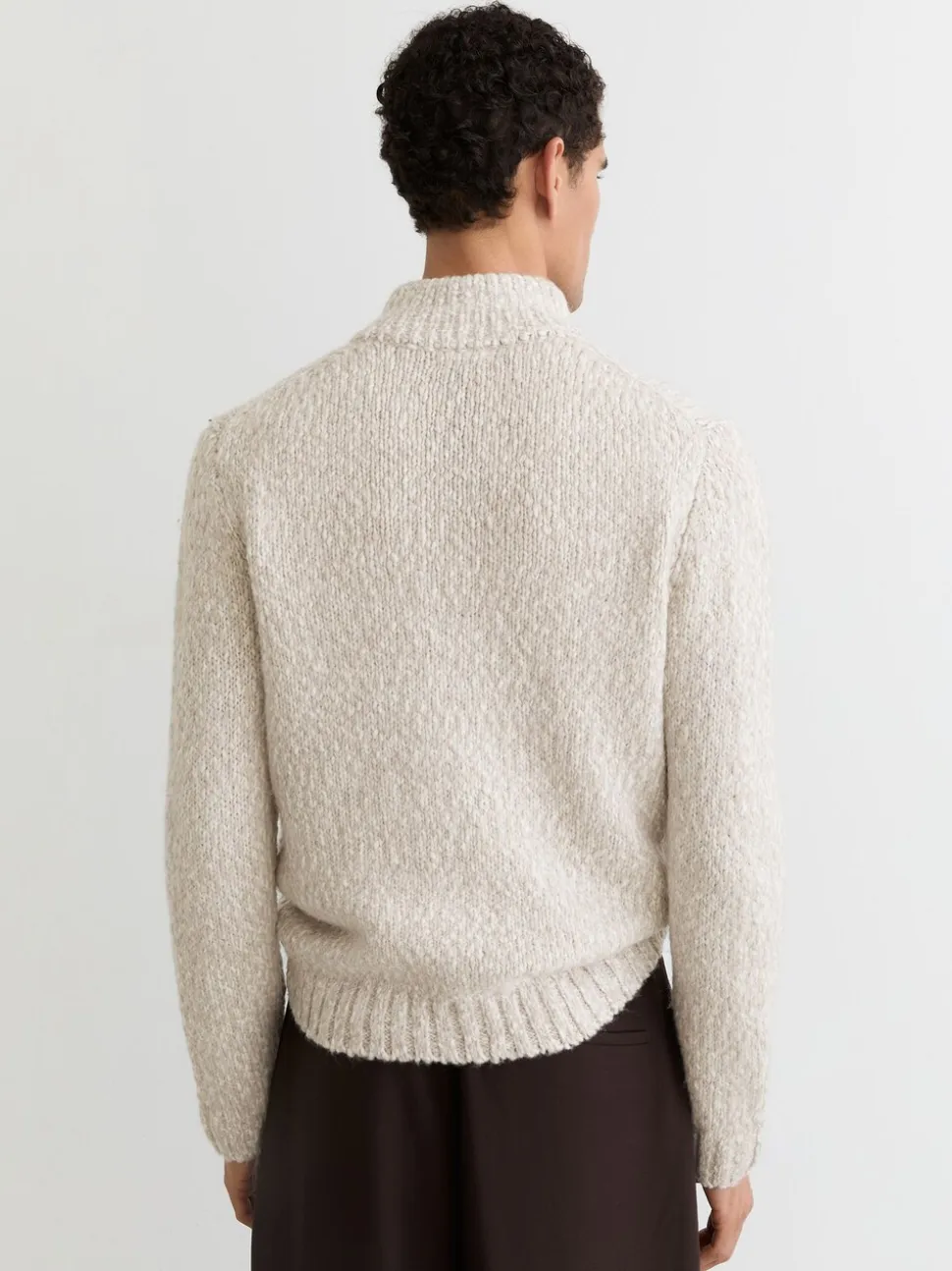 Reiss Grey Marl Seb Marled Half-Zip Knitted Jumper with Wool