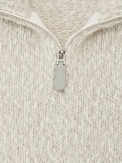 Reiss Grey Marl Seb Marled Half-Zip Knitted Jumper with Wool