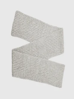 Reiss Grey Marl Woolpack Rib-Knit Marl Scarf with Wool