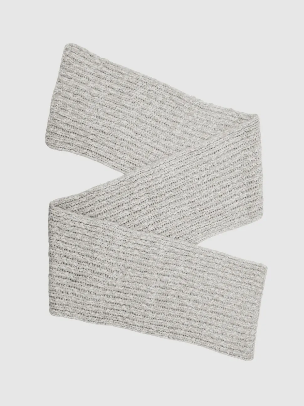 Reiss Grey Marl Woolpack Rib-Knit Marl Scarf with Wool