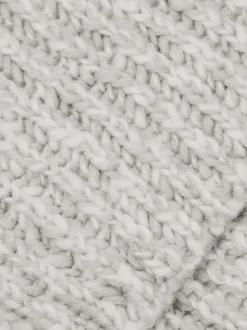 Reiss Grey Marl Woolpack Rib-Knit Marl Scarf with Wool