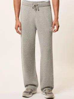 Reiss Grey Melange Blake Monogram Wool Wide-Leg Knitted Joggers