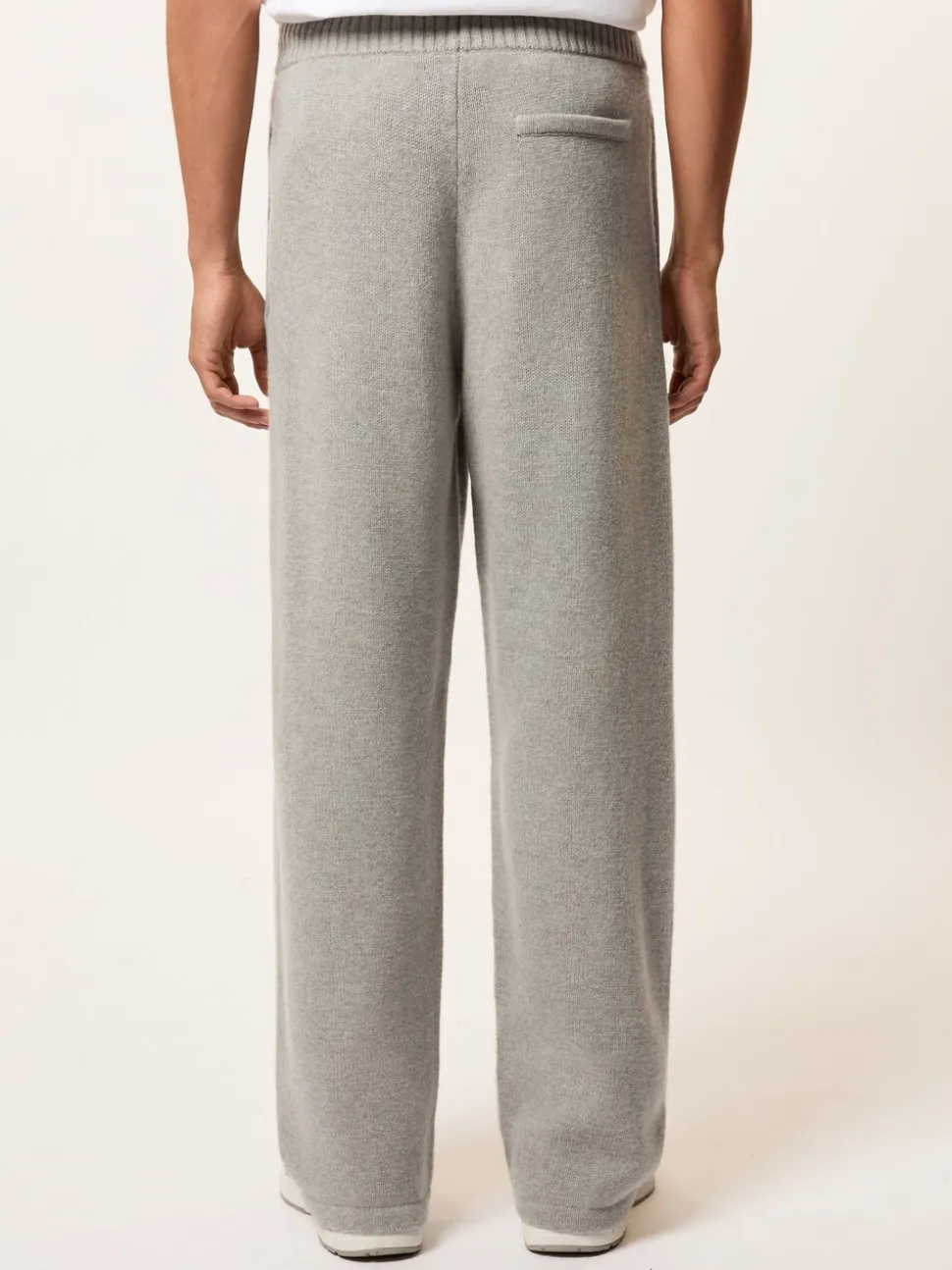 Reiss Grey Melange Blake Monogram Wool Wide-Leg Knitted Joggers
