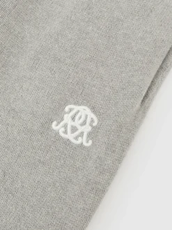 Reiss Grey Melange Blake Monogram Wool Wide-Leg Knitted Joggers