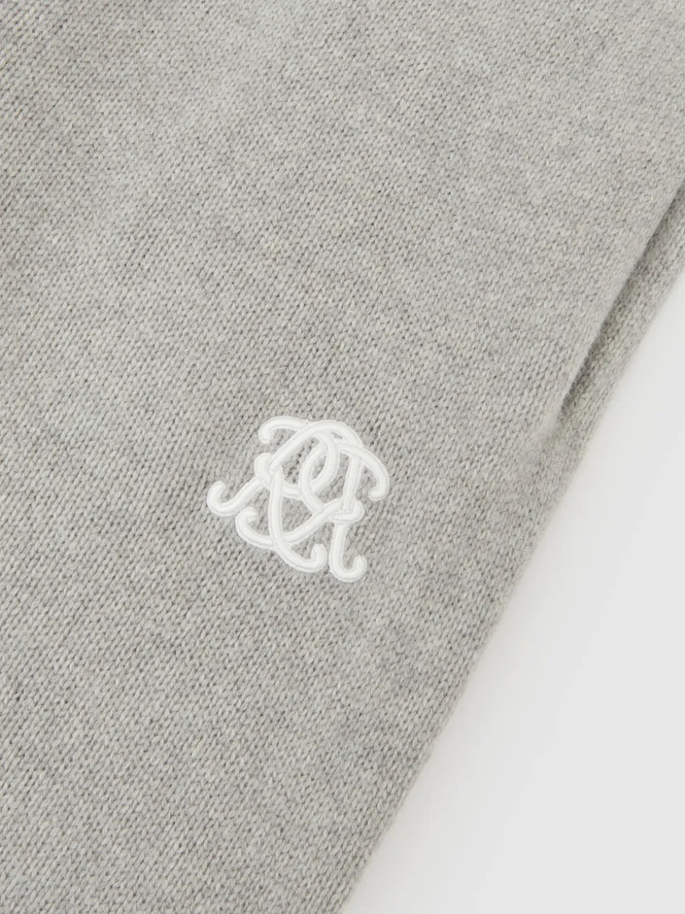 Reiss Grey Melange Blake Monogram Wool Wide-Leg Knitted Joggers