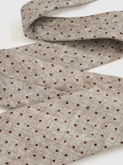 Reiss Grey Melange Pio Wool-Cotton Polka-Dot Tie