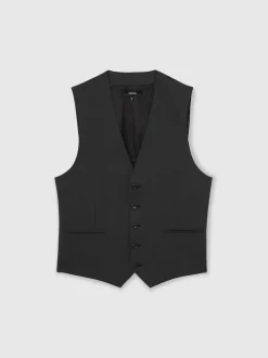 Reiss Grey Promise Wool-Blend Tailored-Fit Waistcoat