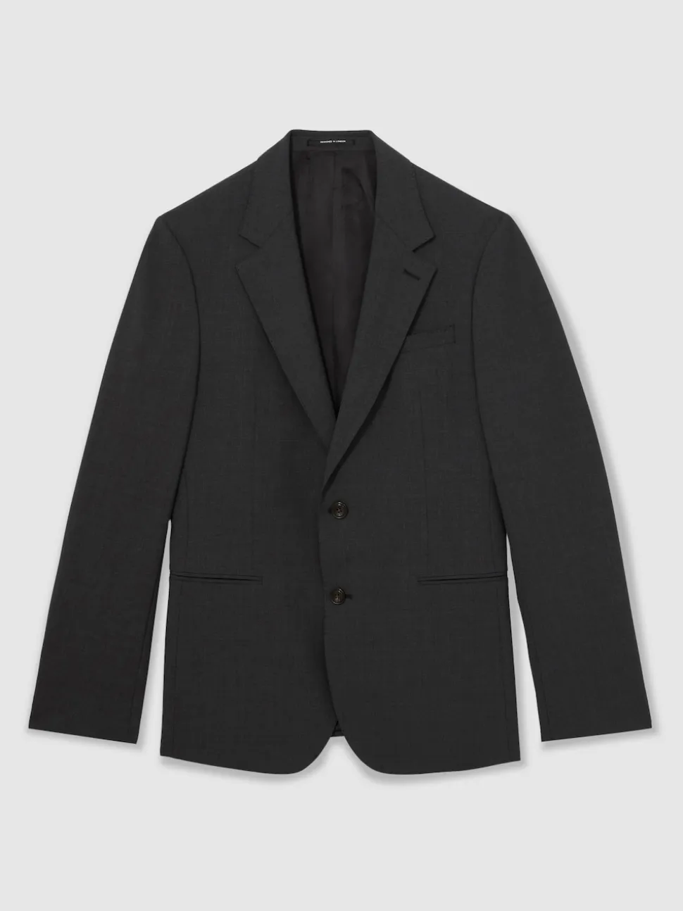 Reiss Grey Promise Wool-Blend Single-Breasted Suit Blazer Tailored-Fit