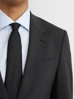 Reiss Grey Promise Wool-Blend Single-Breasted Suit Blazer Tailored-Fit