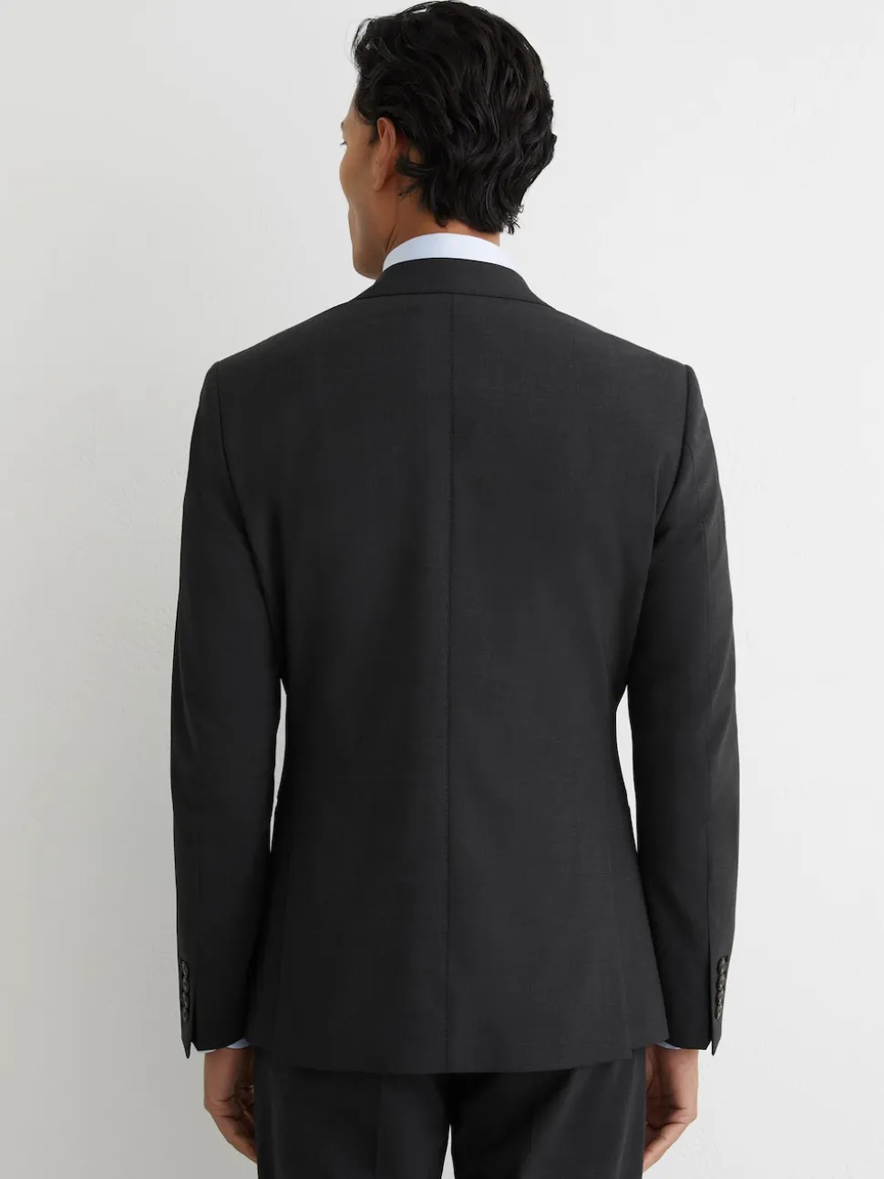 Reiss Grey Promise Wool-Blend Single-Breasted Suit Blazer Tailored-Fit