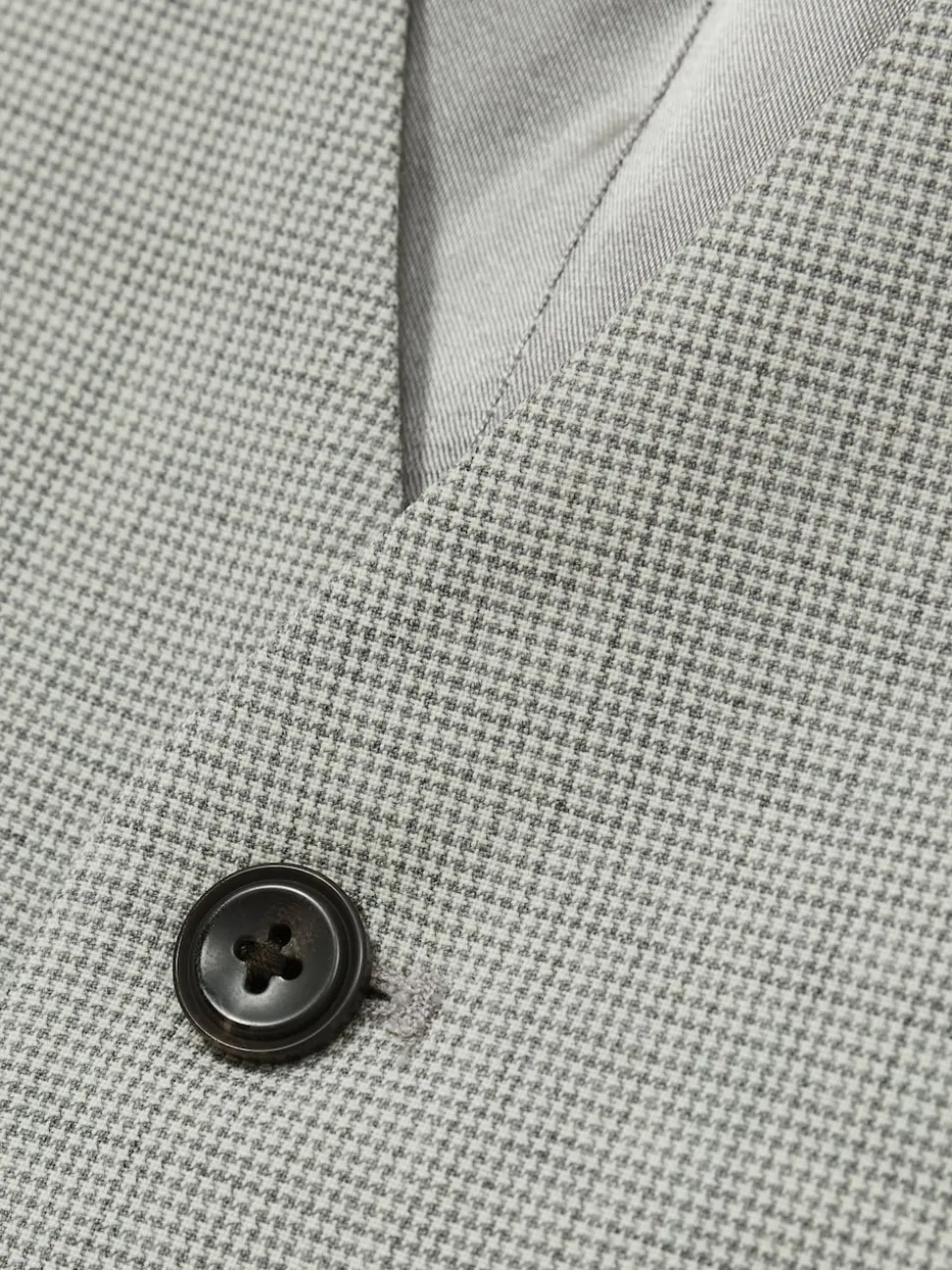 Reiss Grey Slice Puppytooth-Check Suit Waistcoat Wool-Blend