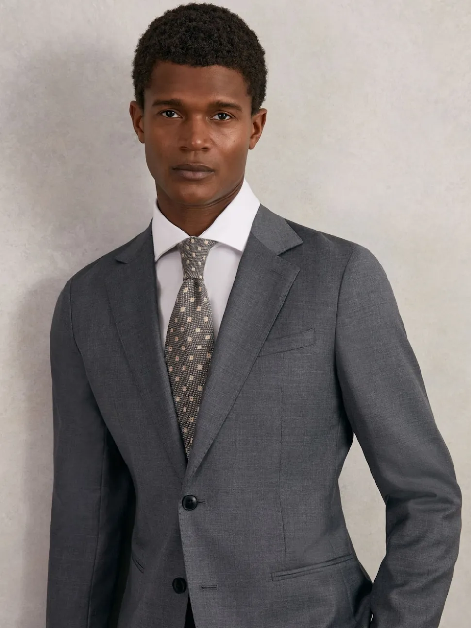 Reiss Grey Tullio Wool-Silk Floral-Medallion Tie