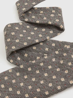 Reiss Grey Tullio Wool-Silk Floral-Medallion Tie