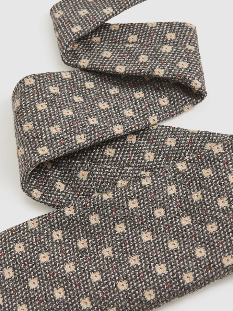 Reiss Grey Tullio Wool-Silk Floral-Medallion Tie
