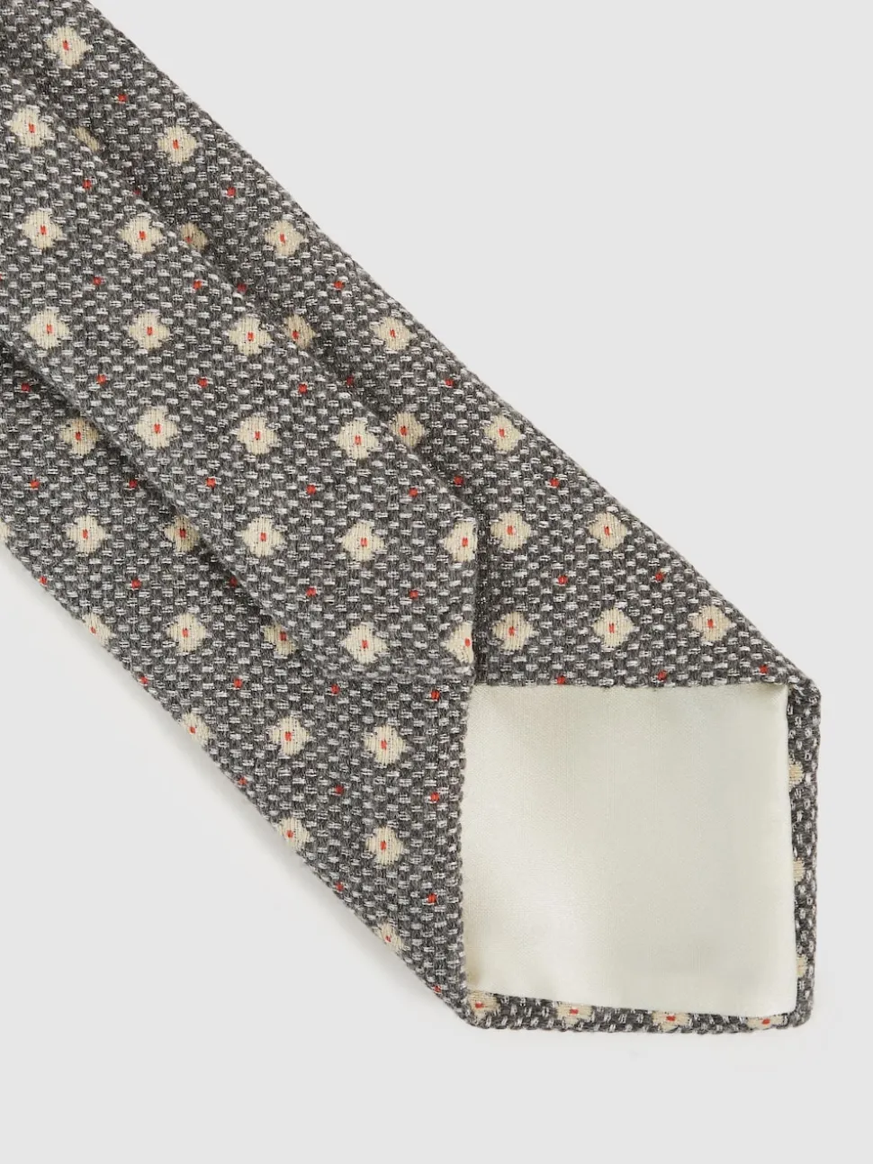Reiss Grey Tullio Wool-Silk Floral-Medallion Tie