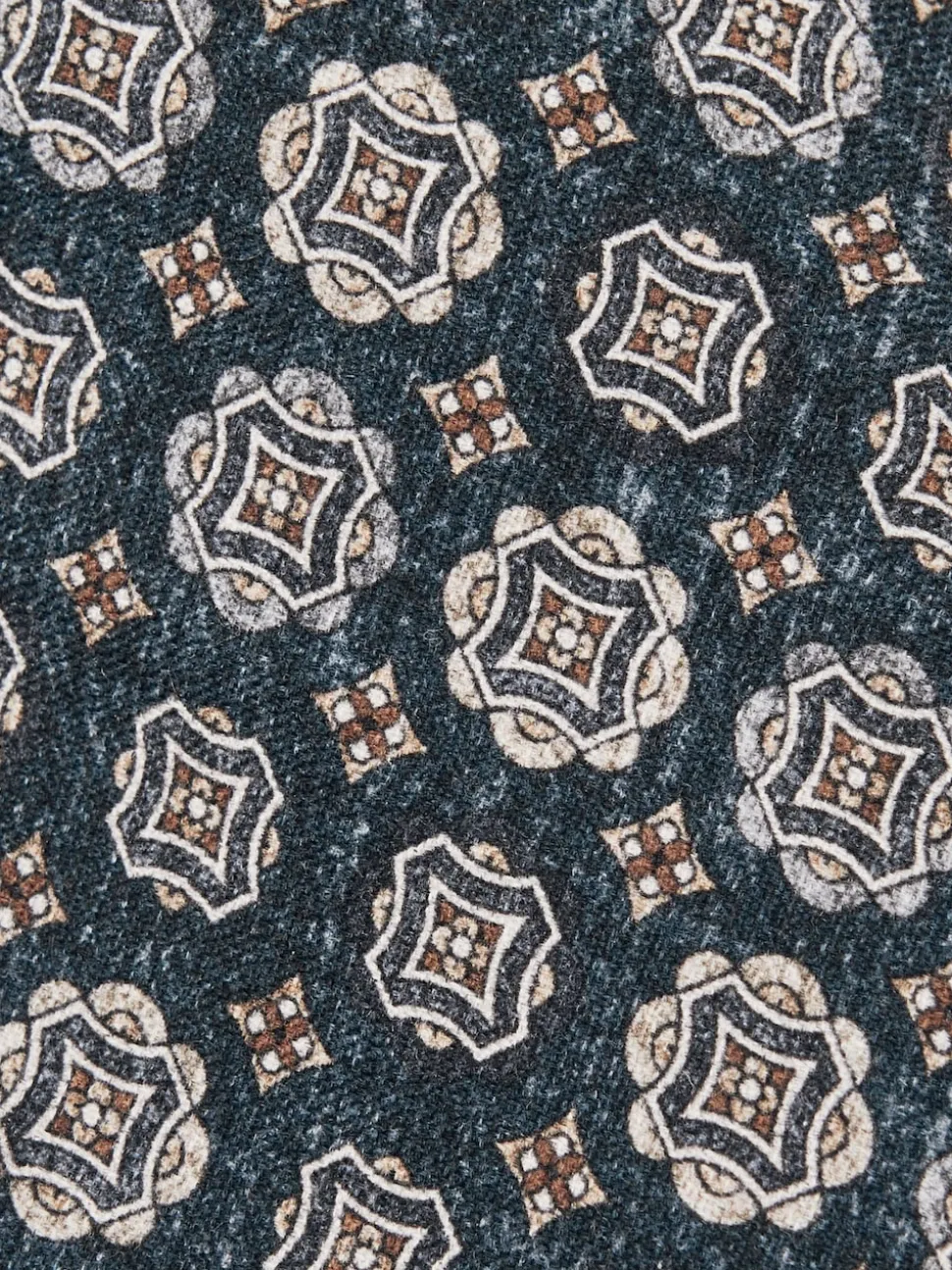 Reiss Indigo Melange Maximo Silk Medallion Print Tie