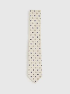 Reiss Ivory Cosimo Silk Floral-Medallion Tie