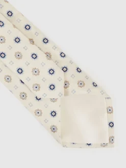 Reiss Ivory Cosimo Silk Floral-Medallion Tie