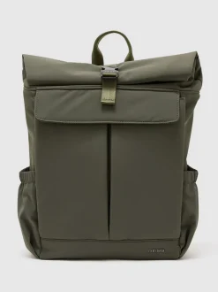 Reiss Khaki Green Pascal Technical Roll-Top Backpack