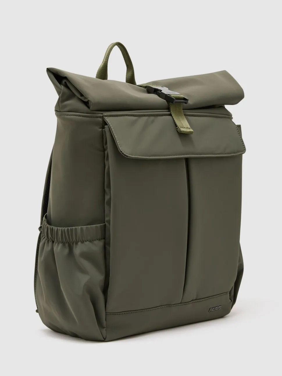 Reiss Khaki Green Pascal Technical Roll-Top Backpack