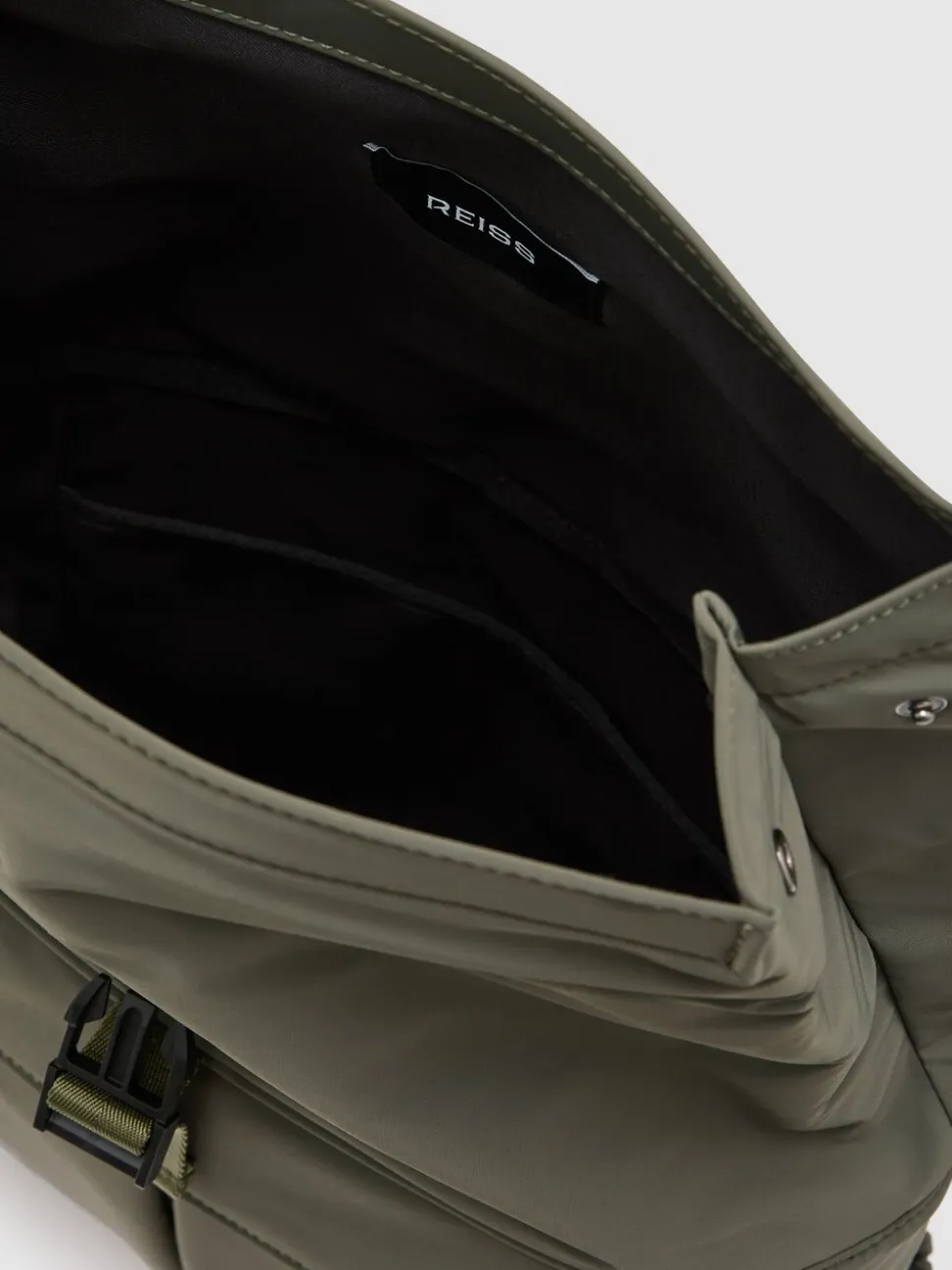 Reiss Khaki Green Pascal Technical Roll-Top Backpack