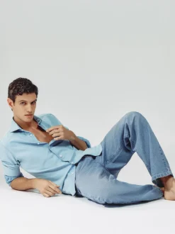 Reiss Light Blue Wash Broadway Loose-Fit Jeans