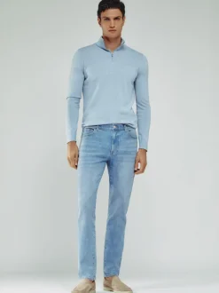 Reiss Light Blue Wash Picton Cotton-Stretch Slim-Fit Jeans