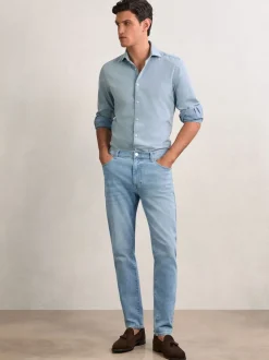 Reiss Light Blue Wash Picton Cotton-Stretch Slim-Fit Jeans