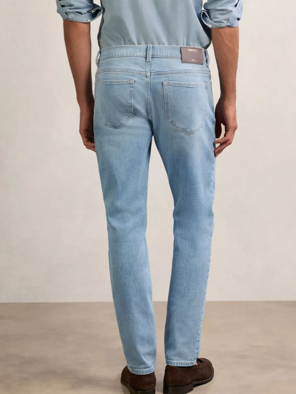 Reiss Light Blue Wash Picton Cotton-Stretch Slim-Fit Jeans