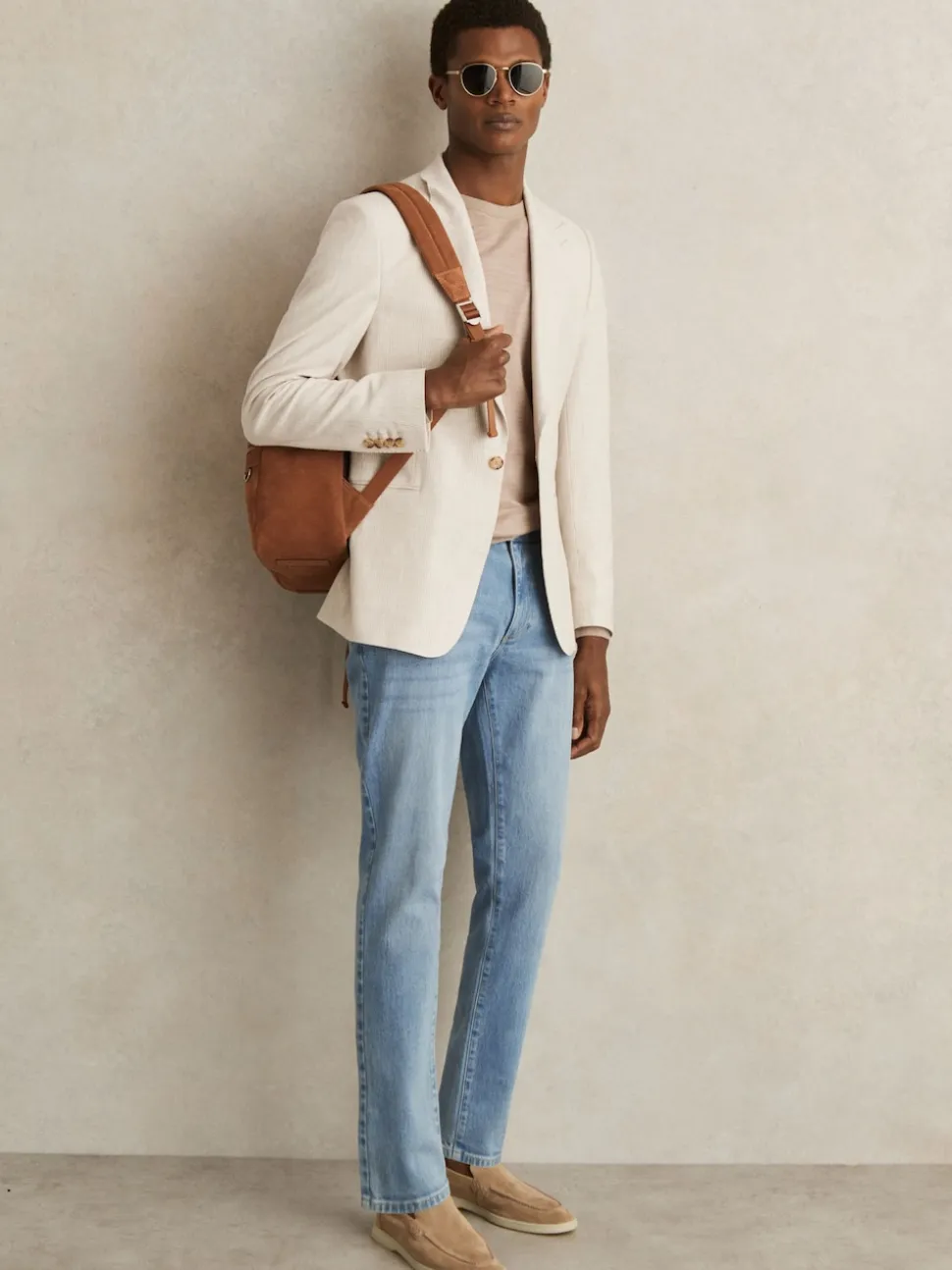 Reiss Light Blue Wash Picton Cotton-Stretch Slim-Fit Jeans