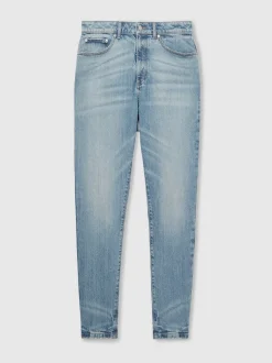 Reiss Light Blue Wash Rathbone Relaxed-Fit Cropped Jeans