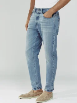 Reiss Light Blue Wash Rathbone Relaxed-Fit Cropped Jeans