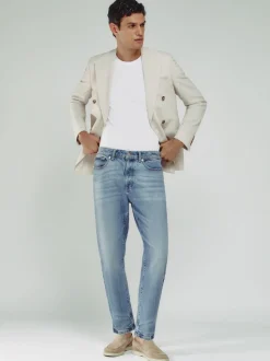 Reiss Light Blue Wash Rathbone Relaxed-Fit Cropped Jeans