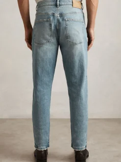 Reiss Light Blue Wash Rathbone Relaxed-Fit Cropped Jeans