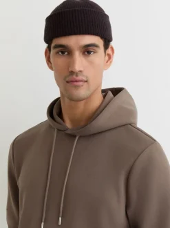 Reiss Light Brown Fabien Premium Interlock-Jersey Hoodie