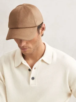 Reiss Light Brown Sable Wool-Blend Baseball Cap