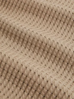 Reiss Light Camel Brown Merit Micro-Cable Open-Collar Cotton-Blend Shirt