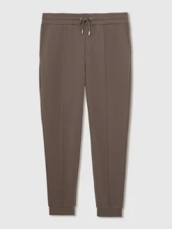 Reiss Light Camel Brown Premier Stretch-Jersey Tailored Joggers