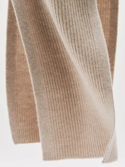 Reiss Light Oatmeal Melange Chesterfield Merino Wool Rib-Knit Scarf